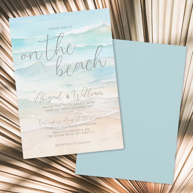 Akvarell Sommar Strandbröllop Inbjudningar (Watercolor Summer On The Beach Wedding Invitation)