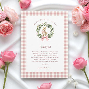 akvarell söt ankunge rosa baby shower tack kort