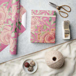 Akvarell Söt Apelsin Ljus Och Rosafärgade Rosor Presentpapper
