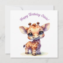Akvarell söt baby giraff