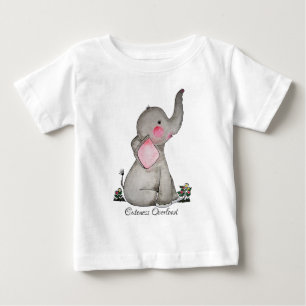 Akvarell Söt Bebis Elefant Med Rodnad & Blommor Tee Shirt