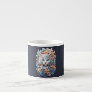 Akvarell Söt Blommig Katt Plask Espressomugg