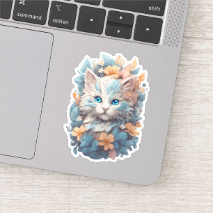 Akvarell Söt Blommig Katt Splash Klistermärken