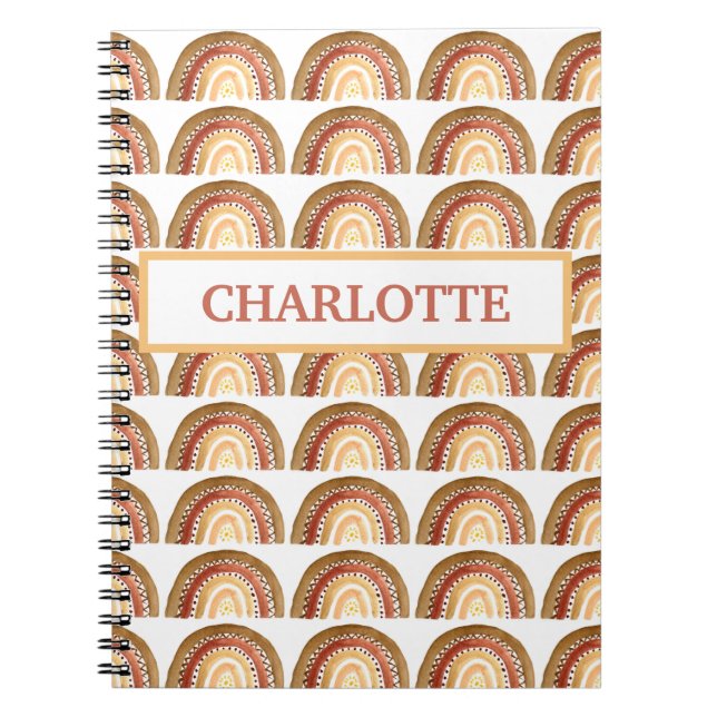 Akvarell Söt Boho Pastell Barn Flicka Regnbåge Anteckningsbok (Framsidan)