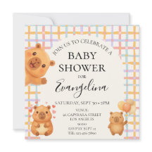 Akvarell Söt Capy Kapybar Babyshower