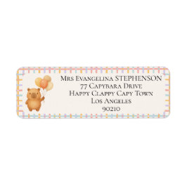 Akvarell Söt Capy Kapybara Baby Shower Retur Returadress Etikett