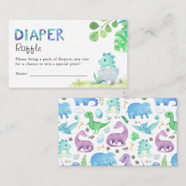 Akvarell Söt Dino Baby Shower Blöja Lotteri Tilläggskort