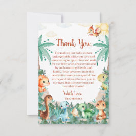 Akvarell Söt Dinosaurie Pojke Baby Shower Tack Kort