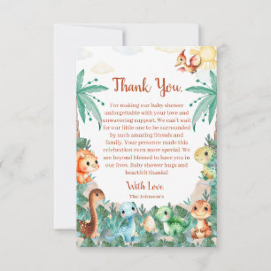 Akvarell Söt Dinosaurie Pojke Baby Shower Tack Kort