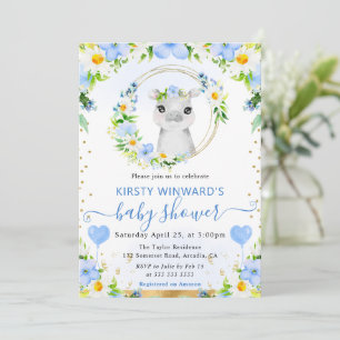 Akvarell Söt Djungel Flodhäst Baby Shower Inbjudningar