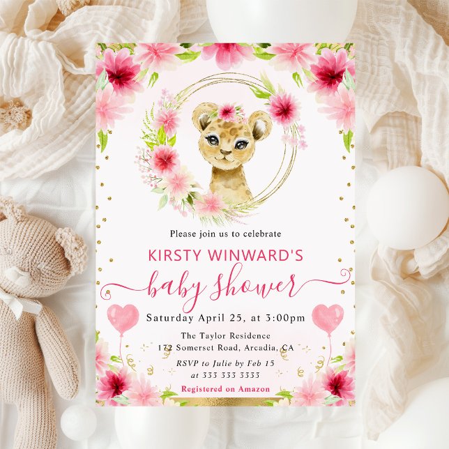 Akvarell Söt Djungel Lejon Baby Shower Inbjudningar (Skapare uppladdad)