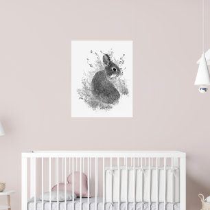 Akvarell Söt Kanin Djur Konst Poster