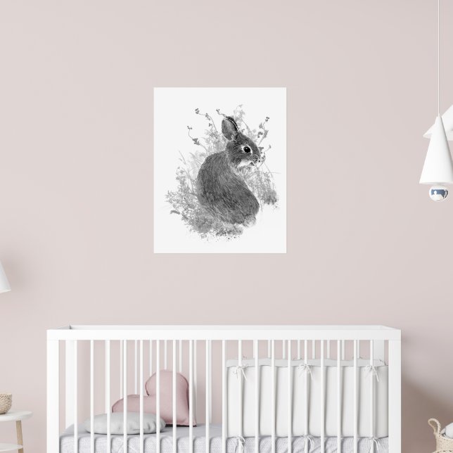 Akvarell Söt Kanin Djur Konst Poster (Barnkammare 2)