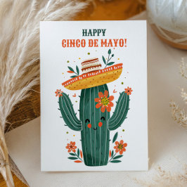 Akvarell Söt Mexikansk Kaktus Glad Cinco de Mayo Vykort