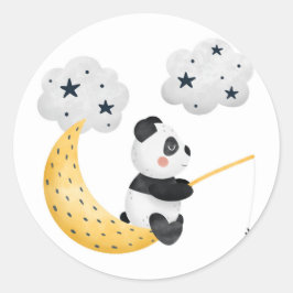Akvarell Söt Panda Glitter Glitter Babyfirande Runt Klistermärke