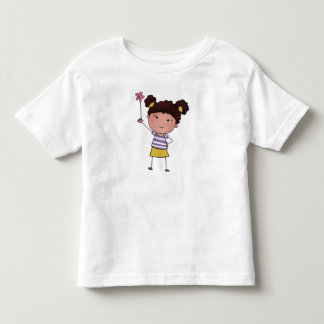 Akvarell Söt Pinne Flicka rosa Blomma Vacker T Shirt