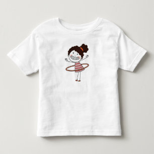 Akvarell Söt Pinne Flicka Stor Leende Vacker T Shirt