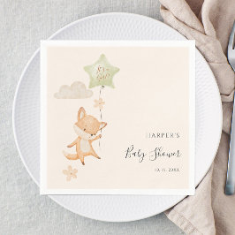 Akvarell Söt Räv Flygande Ballong Baby Shower Pappersservett
