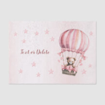 Akvarell Söt Rosa Teddybjörn Varm Luft Ballong