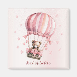 Akvarell Söt Rosa Teddybjörn Varmluftsballong Magnet