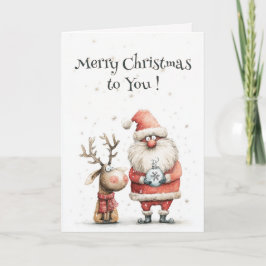 Akvarell Söt Whimsical Glad Jul Vikad Kort