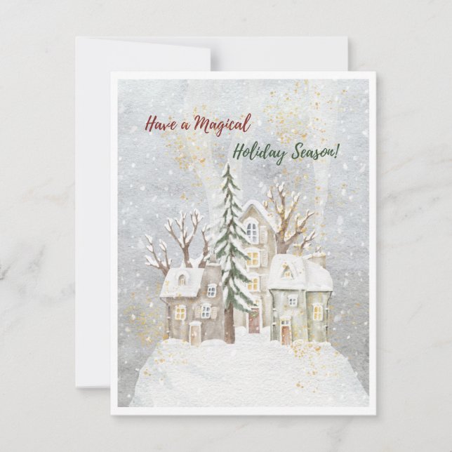 Akvarell söta magiska julkort (Framsida)