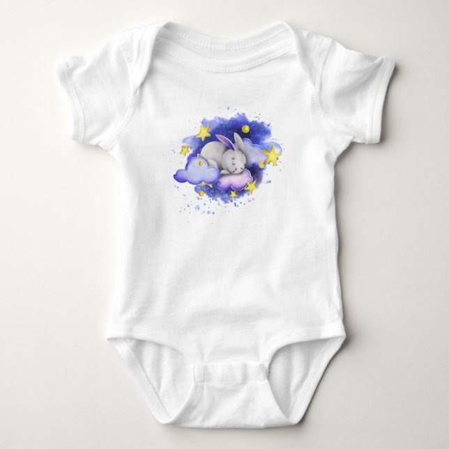 Akvarell Sovande Kanin T Shirt (Framsida)