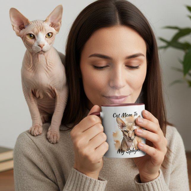 Akvarell Sphynx Brun Personliggör Mugg (Skapare uppladdad)