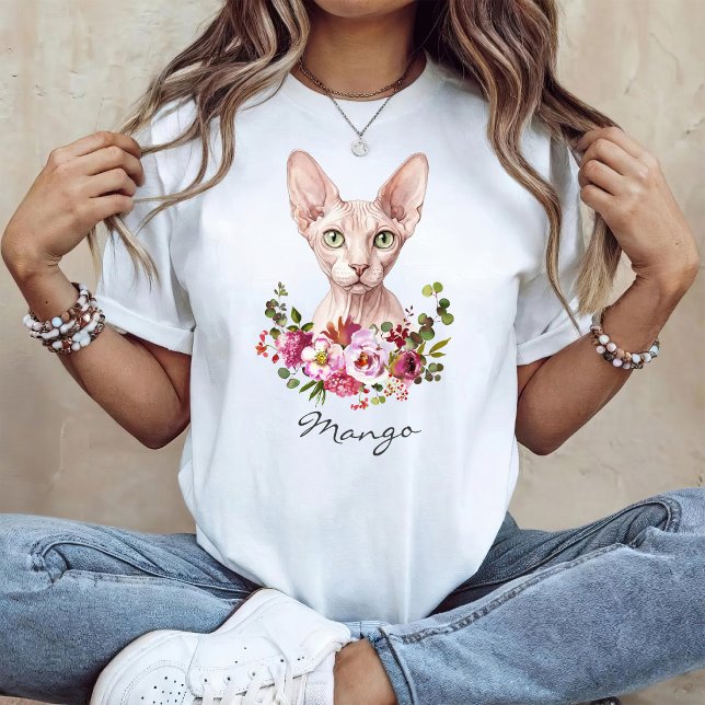 Akvarell Sphynx Katt T Shirt (Skapare uppladdad)