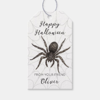 Akvarell Spindelnät Glada Halloween Presentkort Presentetikett
