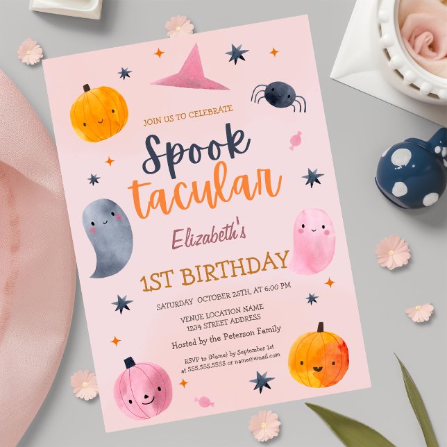 Akvarell Spökpumpa Halloween Födelsedag Inbjudningar (Skapare uppladdad)