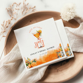 Akvarell Spritz Orange Blommor Bröllopsdusch Pappersservett