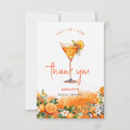 Akvarell Spritz Orange Blommor Bröllopsfest Tack Kort