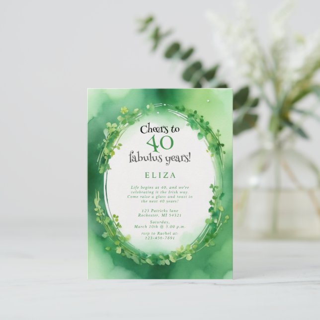 akvarell st patricks day klöver födelsedag  vykort (Stående Fram)