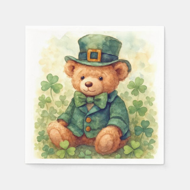 Akvarell St. Patrick's Day Nallebjörn Pappersservett (Framsidan)