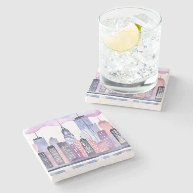 Akvarell Stadssiluett Stenunderlägg (Sidan)