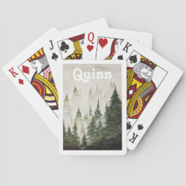 Akvarell Ständgrön Tallskog med Namn Casinokort