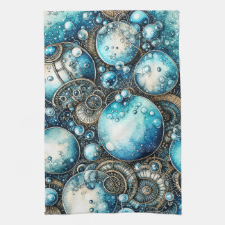 Akvarell Steampunk Bubblor & Kugghjul Kökshandduk