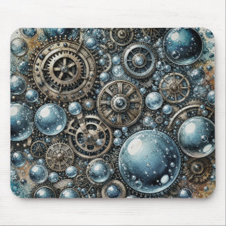 Akvarell Steampunk Bubblor & Kugghjul Musmatta