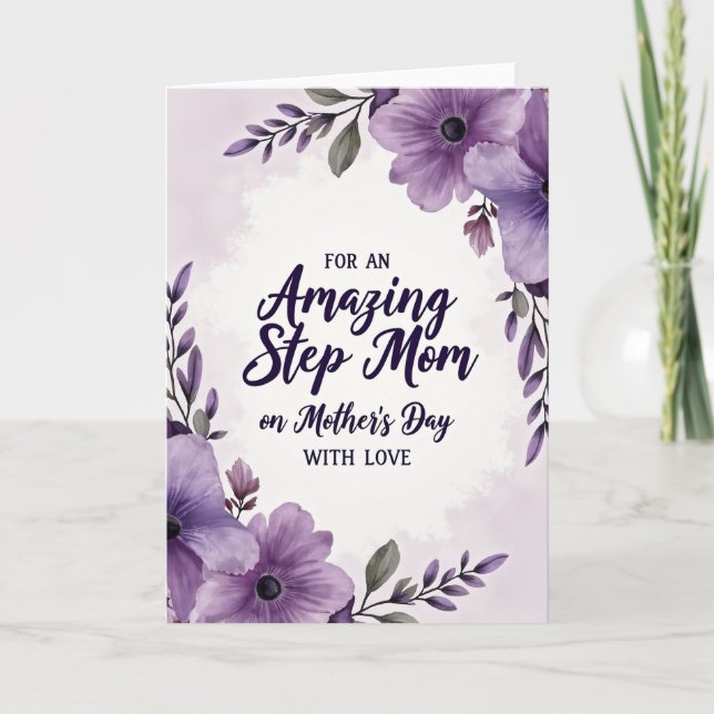 Akvarell Stepmamma Kärlekskort Kort (Framsida)