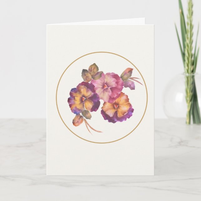Akvarell Stilla Viol Blommig Tänk På Dig Kort (Framsida)