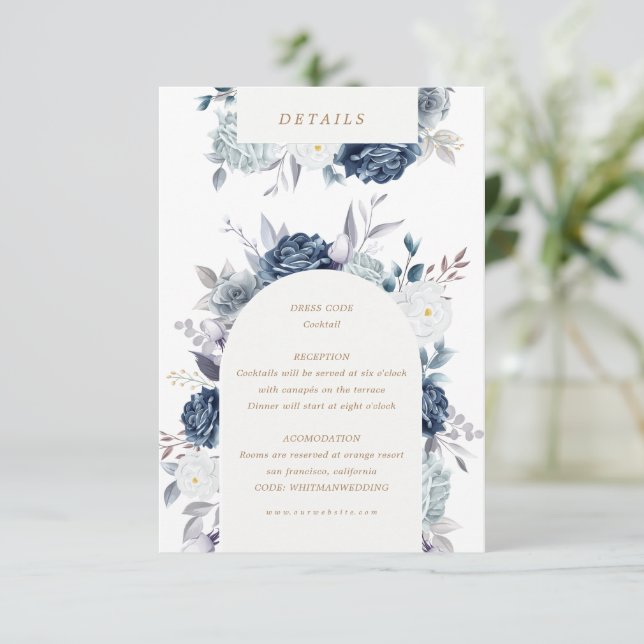 akvarell stjäl blå blommiga detaljer tilläggskort (Stående Fram)