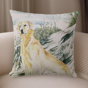 Akvarell Stolt Golden Retriever Hund Kudde