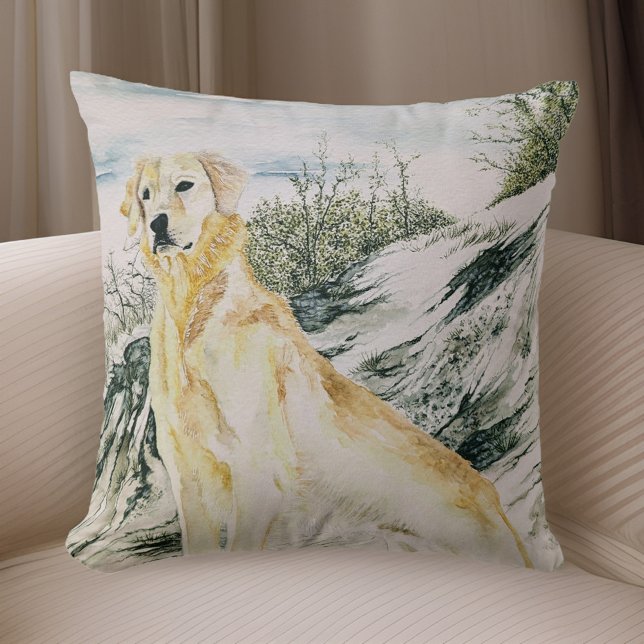 Akvarell Stolt Golden Retriever Hund Kudde (Skapare uppladdad)