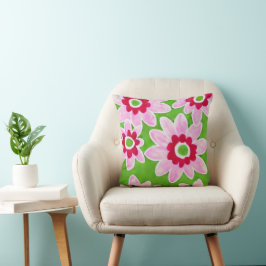 Akvarell Stora Blommor Kudde