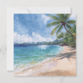 Akvarell Strand Hawaii Platt Kort