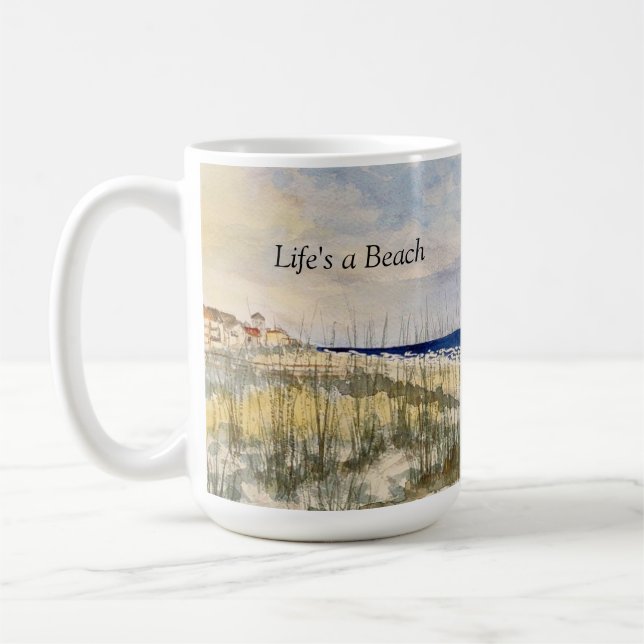 akvarell strand, livet är en strand, kaffemugg 11  (Vänster)