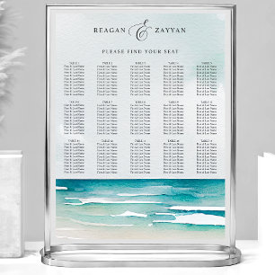 Akvarell Strand Sommar Bröllop Placeringsplan Poster