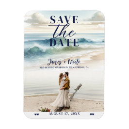 Akvarell Strand Vågor Kustlig Spara Datum Foto Magnet