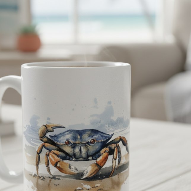 Akvarell Strandkrabba Kaffemugg (Skapare uppladdad)